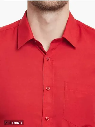 Reliable Red Cotton Solid Long Sleeves Casual Shirts For Men-thumb4
