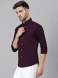 Reliable Purple Cotton Solid Long Sleeves Casual Shirts For Men-thumb1