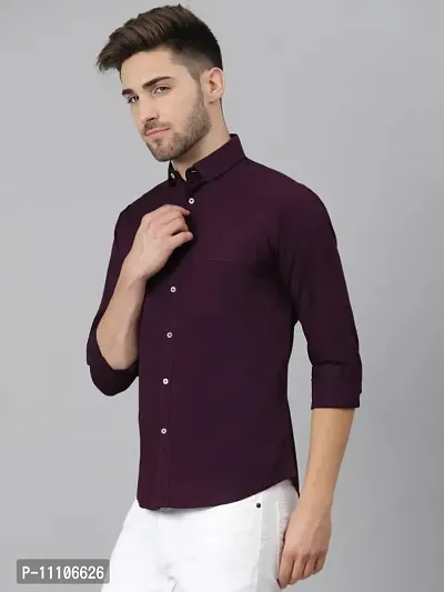 Reliable Purple Cotton Solid Long Sleeves Casual Shirts For Men-thumb2