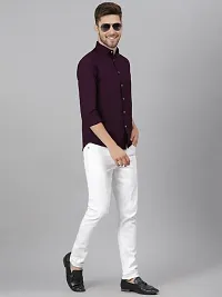 Reliable Purple Cotton Solid Long Sleeves Casual Shirts For Men-thumb2