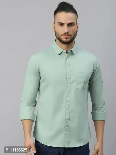 Reliable Green Cotton Solid Long Sleeves Casual Shirts For Men