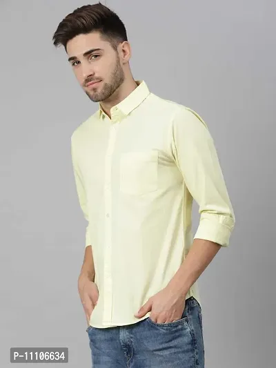 Reliable Yellow Cotton Solid Long Sleeves Casual Shirts For Men-thumb2