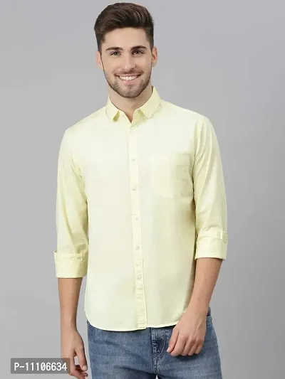 Reliable Yellow Cotton Solid Long Sleeves Casual Shirts For Men-thumb0