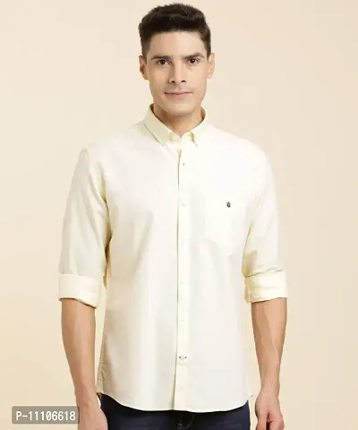 Reliable Cream Cotton Solid Long Sleeves Casual Shirts For Men