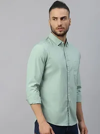 Reliable Green Cotton Solid Long Sleeves Casual Shirts For Men-thumb2