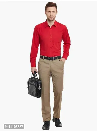 Reliable Red Cotton Solid Long Sleeves Casual Shirts For Men-thumb3
