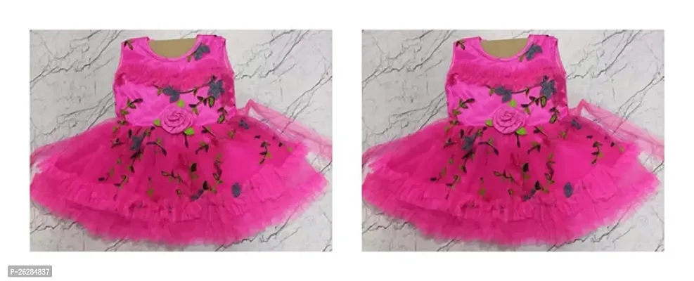 Fancy Pink Cotton Blend Frocks Dresses For Girls Pack Of 2