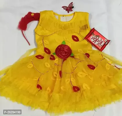 Fancy Yellow Net Frocks Dresses For Girls