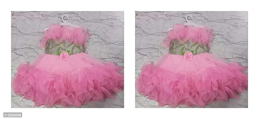 Fancy Pink Cotton Blend Frocks Dresses For Girls Pack Of 2-thumb0