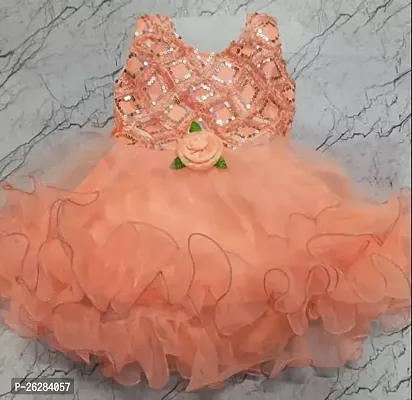 Fancy Orange Net Frocks Dresses For Girls