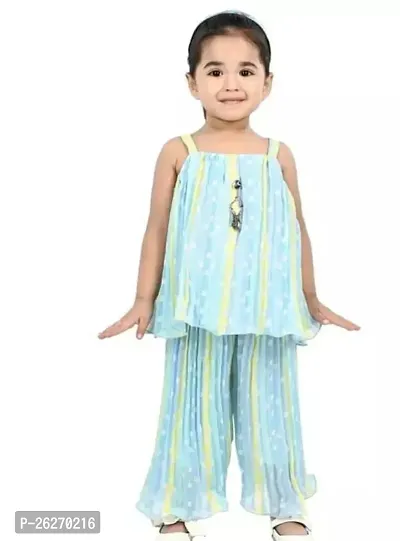 Elegant Acrylic Self Pattern Top with Bottom Set For Girls-thumb0