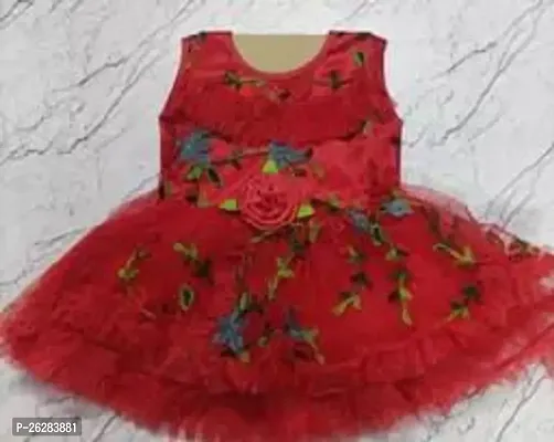 Fancy Red Net Frocks Dresses For Girls