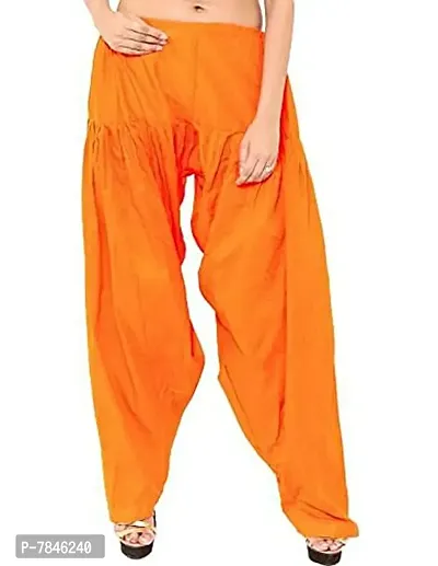 SwaNit Readymade Cotton Patiala Salwars for Women, Orange, Pink (Free Size, Pack of 2)-thumb2