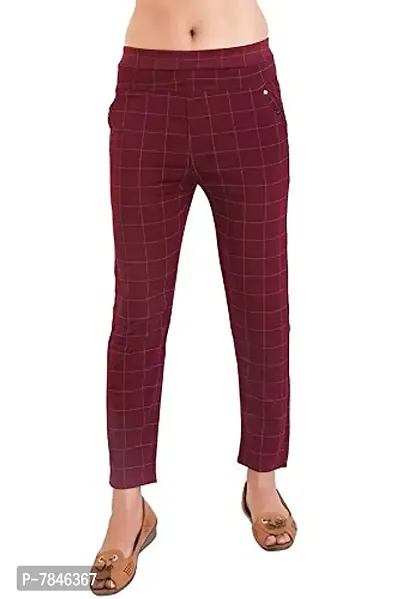 SwaNit Soft and Stretchable Jegging for Women/Girls/Check Pattern Jegging - Free Size Maroon