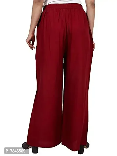 SwaNit Women's Stretch Fit Cotton Palazzo (SDRPMaroon_1_Brown, Maroon_Free Size)-thumb2