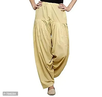 SwaNit Readymade Cotton Patiala Salwars for Women, Beige, Red (Free Size, Pack of 2)-thumb2