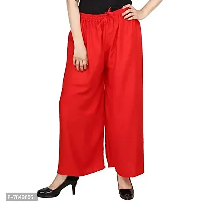 SwaNit Women's Stretch Fit Cotton Palazzo (SDRPRed_1_Red_Free Size)