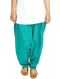 SwaNit Readymade Cotton Patiala Salwars for Women, Rama Green, Green (Free Size, Pack of 2)-thumb1