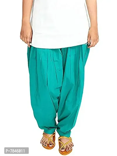 SwaNit Readymade Cotton Patiala Salwars for Women, Rama Green, Green (Free Size, Pack of 2)-thumb2