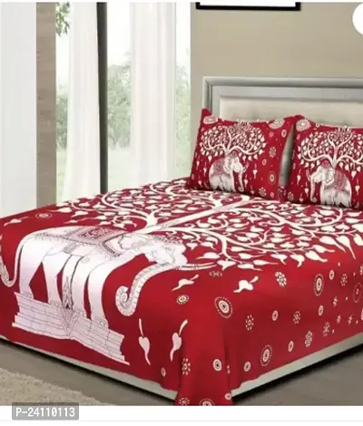 Fancy Cotton Printed Bedsheet With 2 Pillow Covers-thumb0