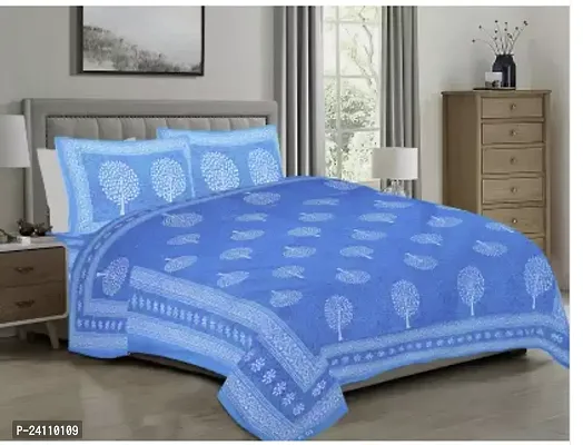 Fancy Cotton Printed Bedsheet With 2 Pillow Covers-thumb0