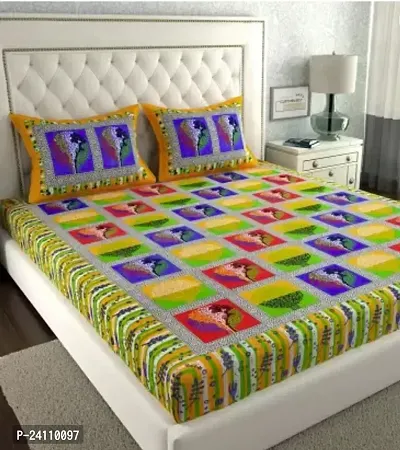 Fancy Cotton Printed Bedsheet With 2 Pillow Covers-thumb0