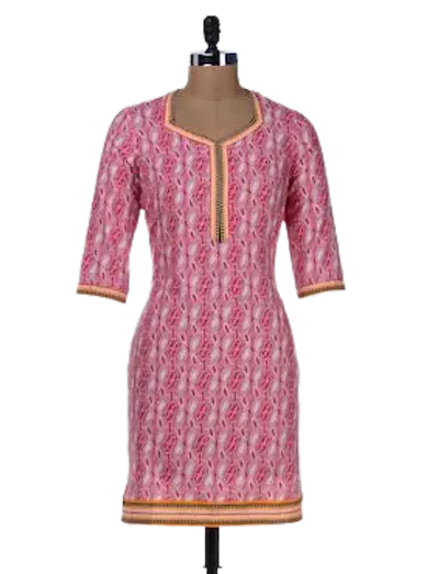 Stylish Square Neck 3/4 Sleeve Kurta With Lining Set For Women