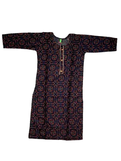 Stylish Cotton Round Neck 3/4 Sleeve Embroidered Kurta With Lining Set
