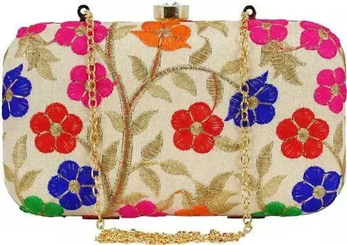 Stylish Synthetic Embroidered Clutches For Women