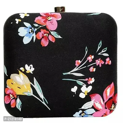 Stylish Black Fabric Printed Clutches For Women