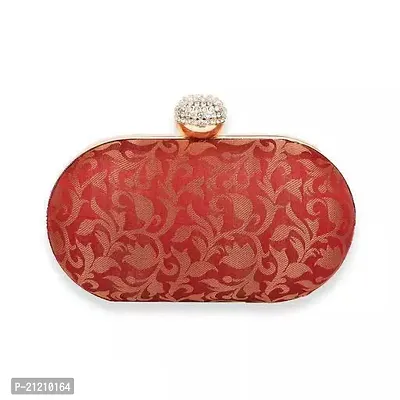 Stylish Red Canvas Embroidered Clutches For Women-thumb0