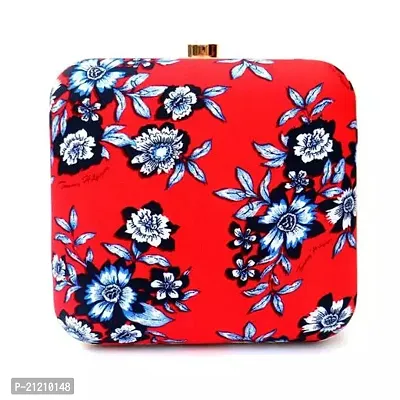 Stylish Red Fabric Printed Clutches For Women-thumb0