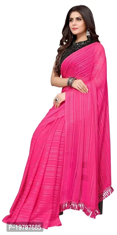 Stiped Design Bollywood Style Georgette Saree With Blouse Piece-thumb0