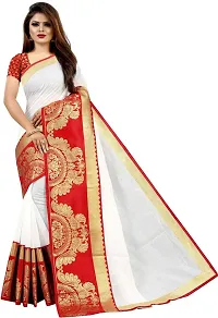 Stylish Art Silk White  Saree with Blouse piece-thumb1