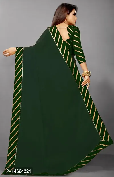 Stylish Cotton Blend Green  Saree with Blouse piece-thumb2