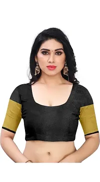 Stylish Cotton Blend Black  Saree with Blouse piece-thumb2