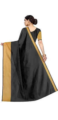 Stylish Cotton Blend Black  Saree with Blouse piece-thumb1