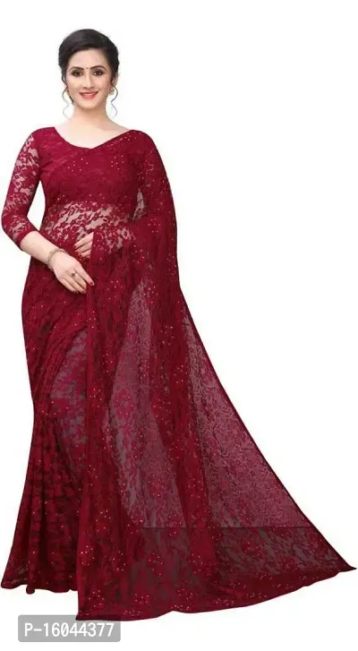 Women's Russel Net Saree With Unstiched Blouse Piece-thumb0