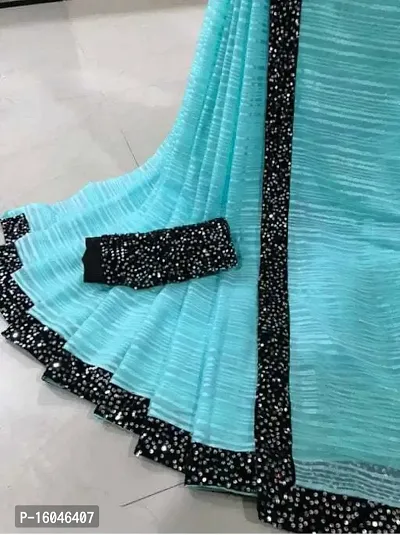 Women's Stylish Sequence Lace Saree With Unstitched Blouse Piece