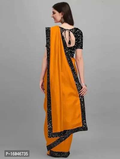 Women's Georgetter Saree With Embroidered Sequence Lace Border Work Saree With Unstitched Blouse Piece-thumb2