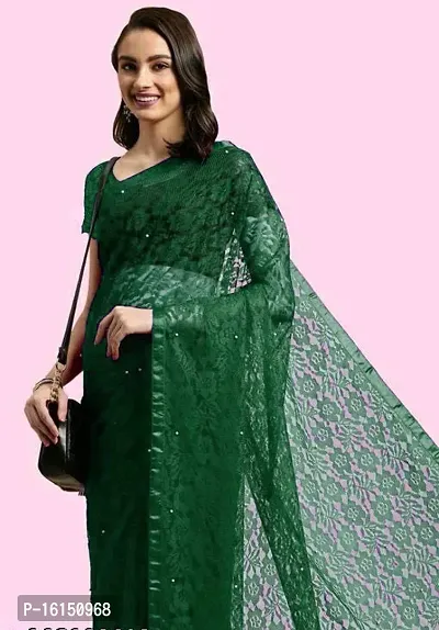 Womens Russel Woven Net Saree With Unstitched  Blouse Piece