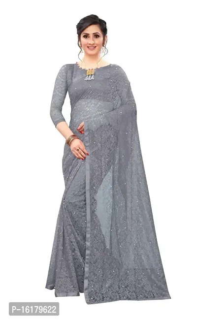Women's Woven Russel Bollywood Style Net Saree With Unstitched  Blouse Piece