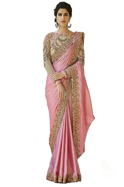 Stylish Chiffon Embroidered Saree With Running Blouse Piece For Women