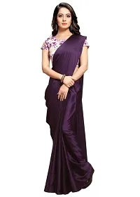 Beautiful satin silk saree  with digital printed blouse piece-thumb1