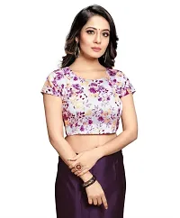 Beautiful satin silk saree  with digital printed blouse piece-thumb2