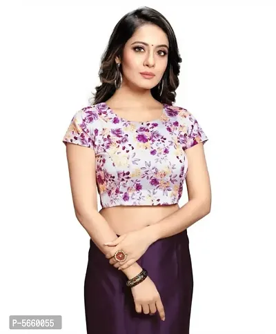 Beautiful satin silk saree  with digital printed blouse piece-thumb3