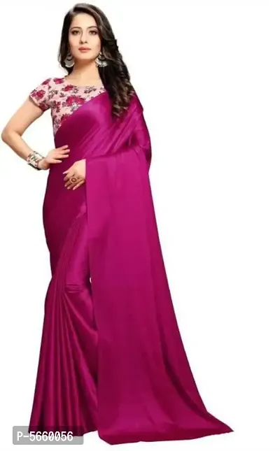 Beautiful satin silk saree  with digital printed blouse piece