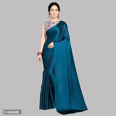 New Trendy Satin Solid Saree with Blouse piece-thumb0