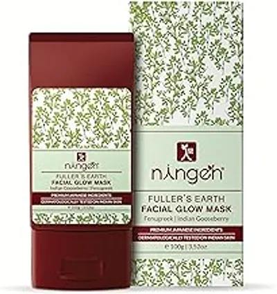 Ningen Fullers Earth Multani Mitti Facial Glow Mask I Infused with Fenugreek and Indian Gooseberry Extracts I Irritation Free Paraben Free I For Softer and Fuller Skin I 100gMaroon