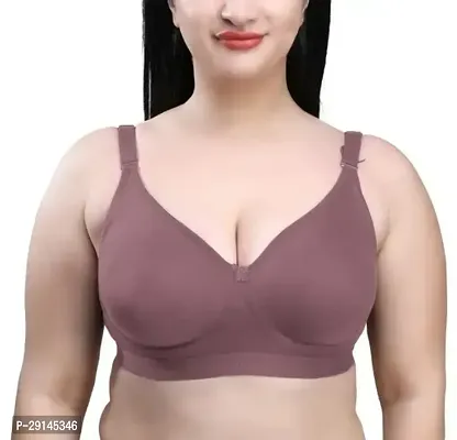 Stylish Brown Cotton Blend Solid Bras For Women